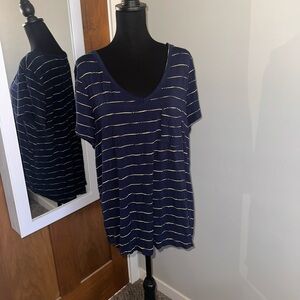 Navy and Yellow Striped Women's Tee